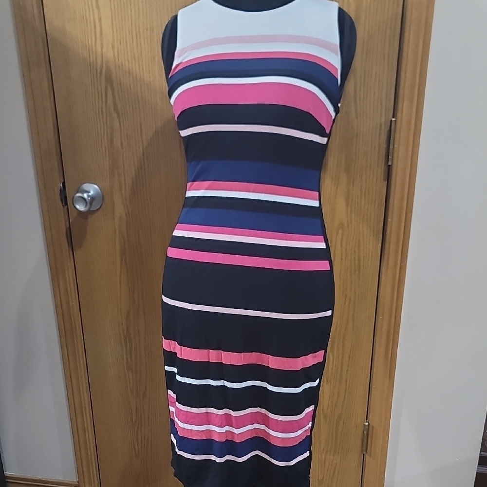 White House Black Market Colorful Striped Midi Dress